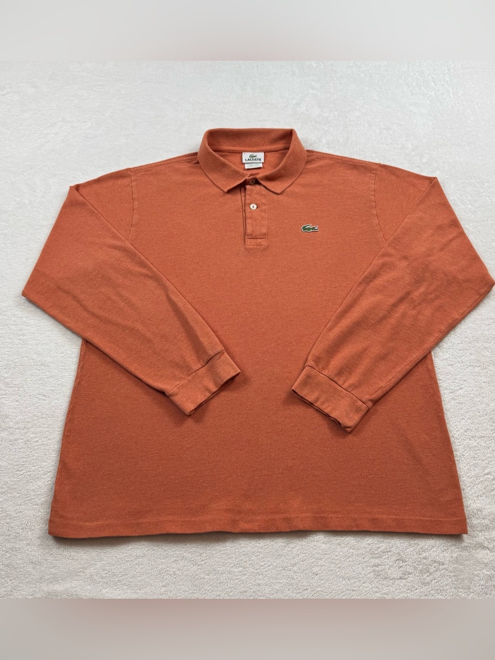 Lacoste polo shirt men’s size 6/XL orange long sleeve casual pique cotton knit